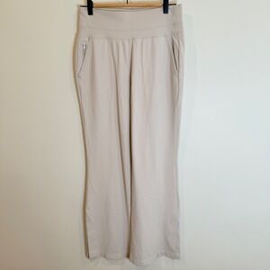 ATHLETA Venice Pant High Waist Flare Zip Pockets‎ Beige Size Small